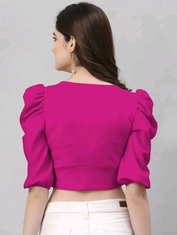Selvia Women's Lycra Knitted & Solid Crop Top - Red Violet, M