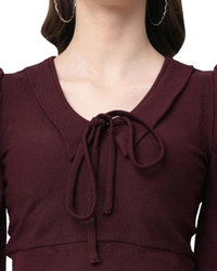 Selvia Women's Lycra Knitted & Solid Crop Top - Crater Brown, M