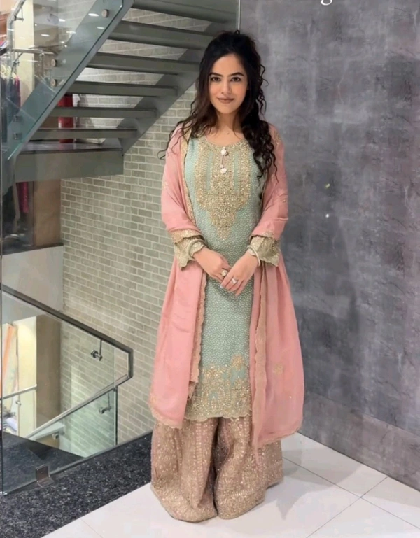 Fancy Salwar Kameez with Embroidery Work, Indian Pakistani Salwar Suit, Readymade Stitched Salwar Suit For Women, Indian Kurti Palazzo Suit - Hippie Pink, Free Size