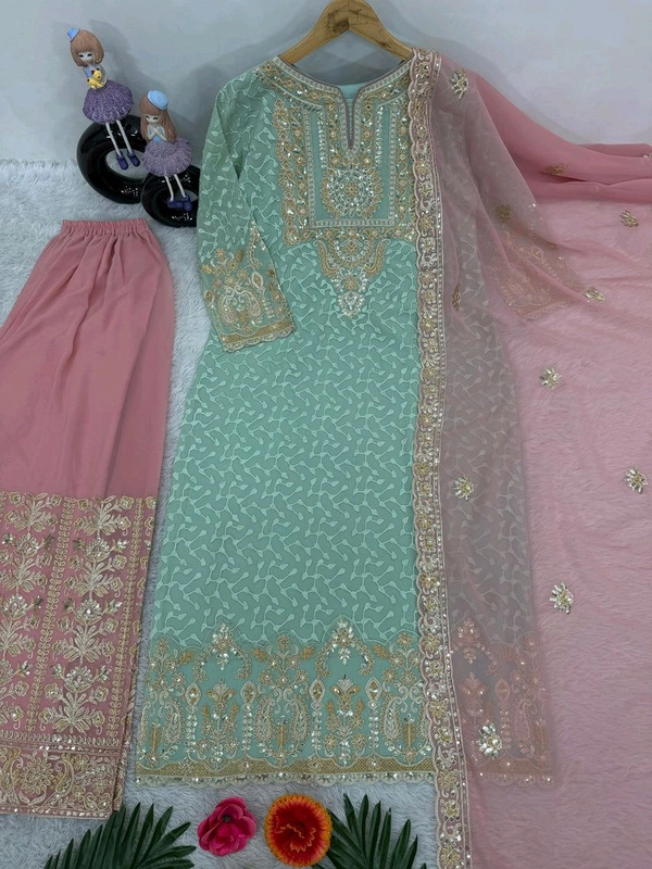 Fancy Salwar Kameez with Embroidery Work, Indian Pakistani Salwar Suit, Readymade Stitched Salwar Suit For Women, Indian Kurti Palazzo Suit - Hippie Pink, Free Size