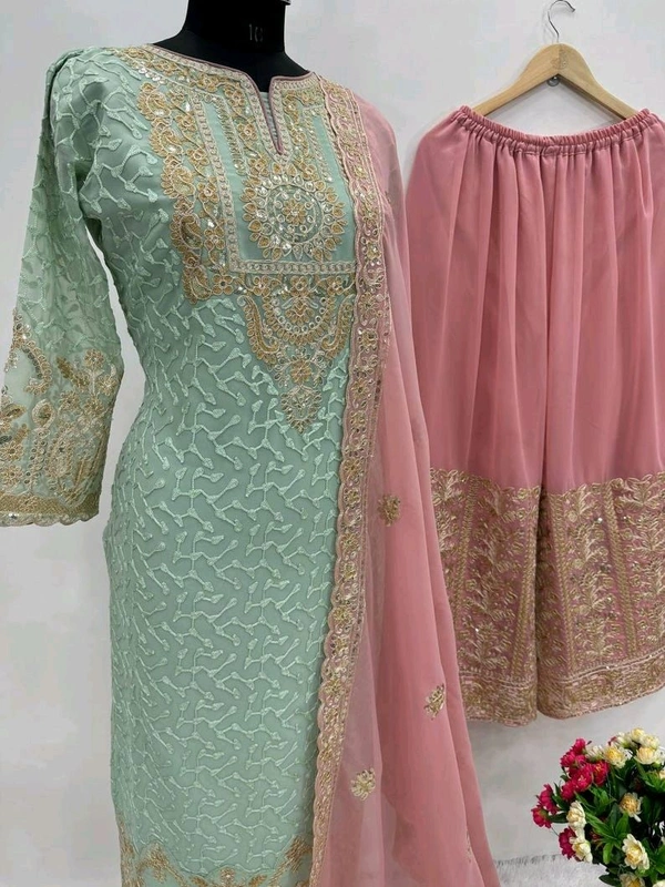 Fancy Salwar Kameez with Embroidery Work, Indian Pakistani Salwar Suit, Readymade Stitched Salwar Suit For Women, Indian Kurti Palazzo Suit - Hippie Pink, Free Size