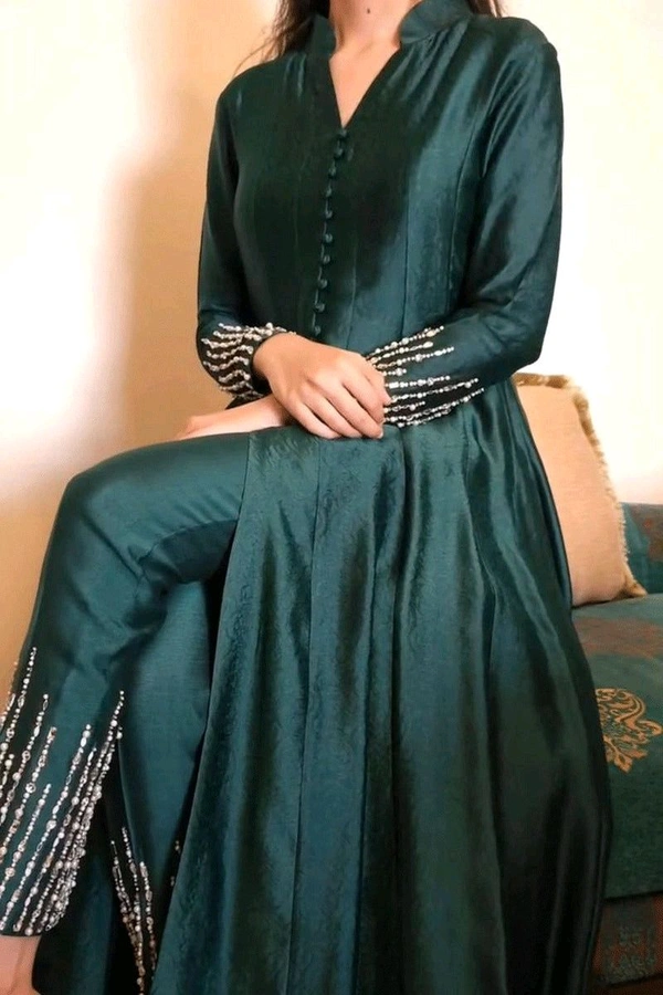 Dark Green Color Kurti Set For Mehendi Rasam - Blue Dianne, L