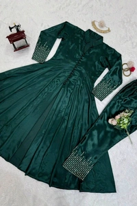 Dark Green Color Kurti Set For Mehendi Rasam - Blue Dianne, L