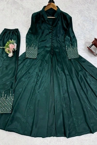 Dark Green Color Kurti Set For Mehendi Rasam - Blue Dianne, L