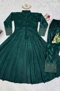 Dark Green Color Kurti Set For Mehendi Rasam - Blue Dianne, M