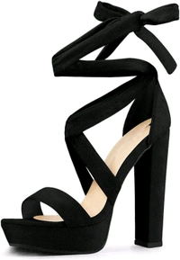 Strappy Open-Toe Chunky Heele... - Black, 5