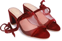 Women's Mesh Block Heel Black Lace Up Sandals - 6 
 - maroon, 5