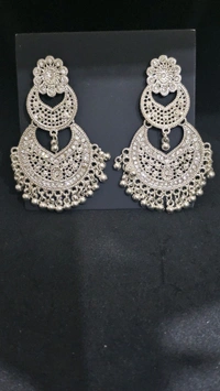 JHUMKA EARRING Alloy Jhumki Earring, Chandbali Earring, Huggie Earring, Tassel Earring
 - White, Free Size