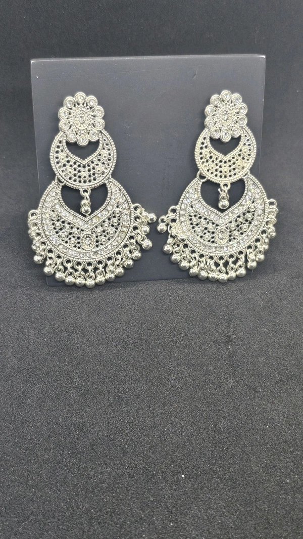 JHUMKA EARRING Alloy Jhumki Earring, Chandbali Earring, Huggie Earring, Tassel Earring
 - White, Free Size