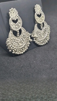 JHUMKA EARRING Alloy Jhumki Earring, Chandbali Earring, Huggie Earring, Tassel Earring
 - White, Free Size