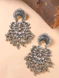traditional oxidized earring combo set of 3 for girls Beads Alloy Jhumki Earring
 - White, Free Size