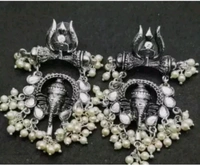 traditional oxidized earring combo set of 3 for girls Beads Alloy Jhumki Earring
 - White, Free Size