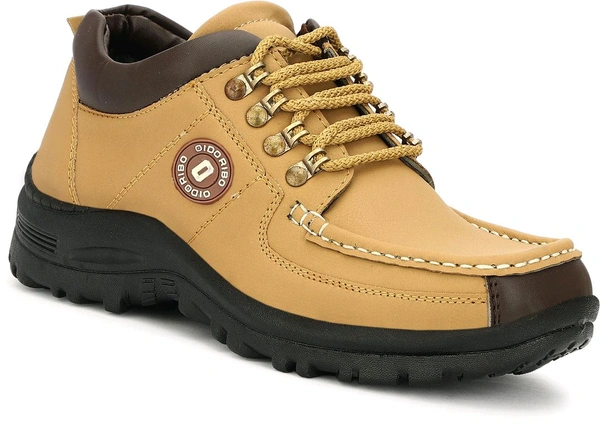 Outdoor Climber Stylish Lace Up Hiking & Trekking Shoes Boots For Men (Beige, 7) - Beige, IND-10