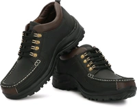 Outdoor Climber Stylish Lace Up Hiking & Trekking Shoes Boots For Men (Beige, 7) - Black, IND-9
