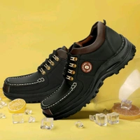 Outdoor Climber Stylish Lace Up Hiking & Trekking Shoes Boots For Men (Beige, 7) - Black, IND-9