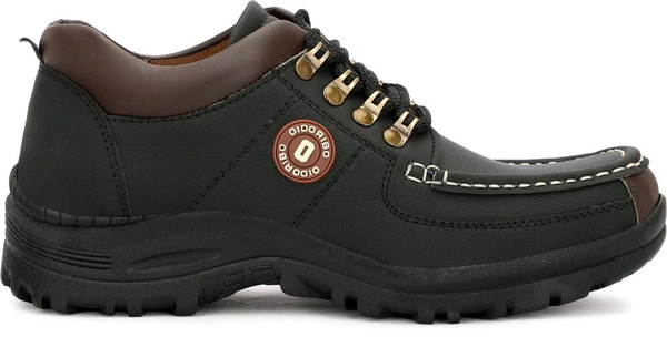 Outdoor Climber Stylish Lace Up Hiking & Trekking Shoes Boots For Men (Beige, 7) - Black, IND-9
