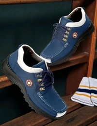 Outdoor Climber Stylish Lace Up Hiking & Trekking Shoes Boots For Men (Beige, 7) - Blue, IND-10