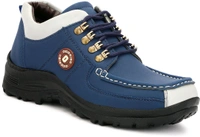 Outdoor Climber Stylish Lace Up Hiking & Trekking Shoes Boots For Men (Beige, 7) - Blue, IND-10