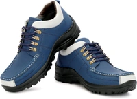 Outdoor Climber Stylish Lace Up Hiking & Trekking Shoes Boots For Men (Beige, 7) - Blue, IND-10