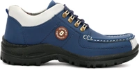 Outdoor Climber Stylish Lace Up Hiking & Trekking Shoes Boots For Men (Beige, 7) - Blue, IND-10