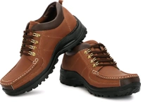 Outdoor Climber Stylish Lace Up Hiking & Trekking Shoes Boots For Men (Beige, 7) - Brown, IND-7