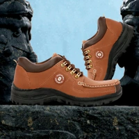 Outdoor Climber Stylish Lace Up Hiking & Trekking Shoes Boots For Men (Beige, 7) - Brown, IND-8