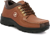 Outdoor Climber Stylish Lace Up Hiking & Trekking Shoes Boots For Men (Beige, 7) - Brown, IND-8