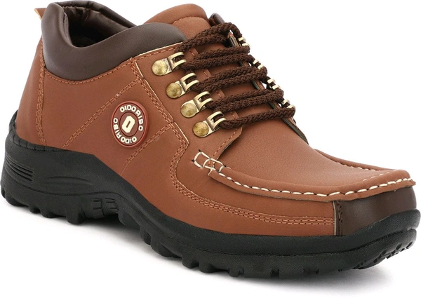 Outdoor Climber Stylish Lace Up Hiking & Trekking Shoes Boots For Men (Beige, 7) - Brown, IND-8
