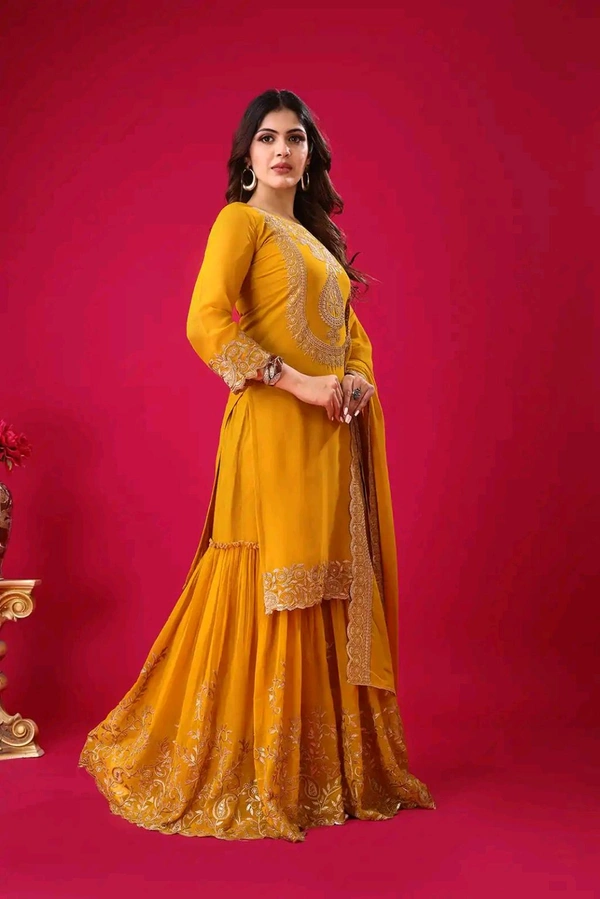 Amazing Yellow Color Faux Georgette With Embroidery Sequence Thread Work Salwar Suit
 - Buttercup, L