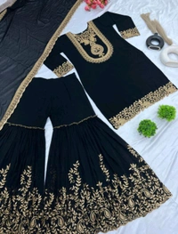 Amazing Yellow Color Faux Georgette With Embroidery Sequence Thread Work Salwar Suit
 - Black, L