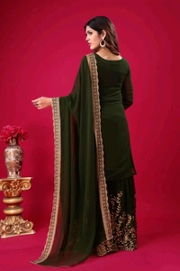 Amazing Yellow Color Faux Georgette With Embroidery Sequence Thread Work Salwar Suit
 - Thatch Green, L