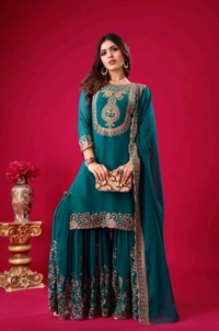 Amazing Yellow Color Faux Georgette With Embroidery Sequence Thread Work Salwar Suit
 - Mosque, L