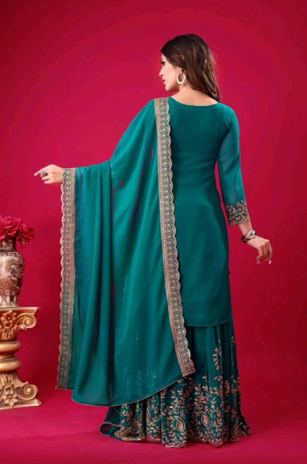 Amazing Yellow Color Faux Georgette With Embroidery Sequence Thread Work Salwar Suit
 - Mosque, M