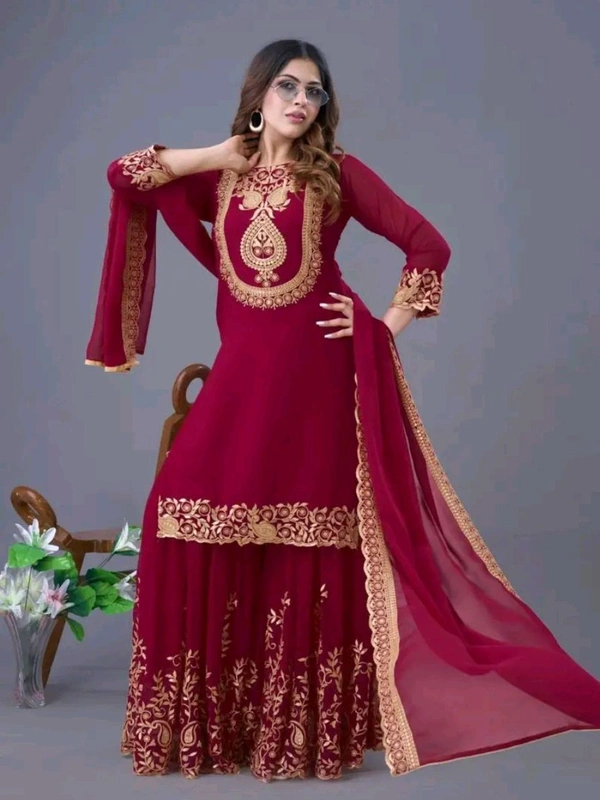 Amazing Yellow Color Faux Georgette With Embroidery Sequence Thread Work Salwar Suit
 - Siren, M