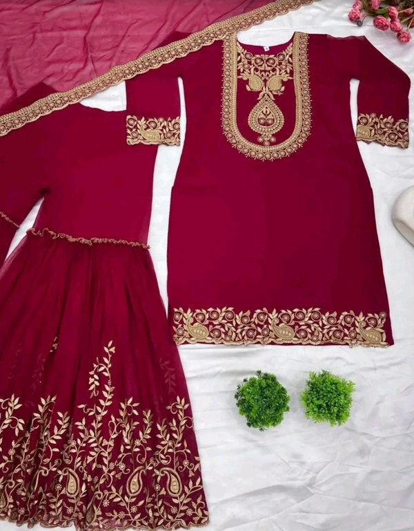 Amazing Yellow Color Faux Georgette With Embroidery Sequence Thread Work Salwar Suit
 - Siren, XL