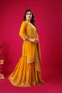 Amazing Yellow Color Faux Georgette With Embroidery Sequence Thread Work Salwar Suit
 - Buttercup, XXL