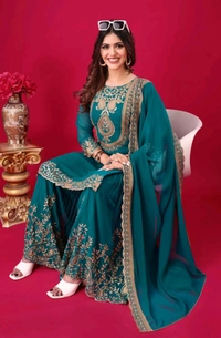 Amazing Yellow Color Faux Georgette With Embroidery Sequence Thread Work Salwar Suit
 - Mosque, XXL