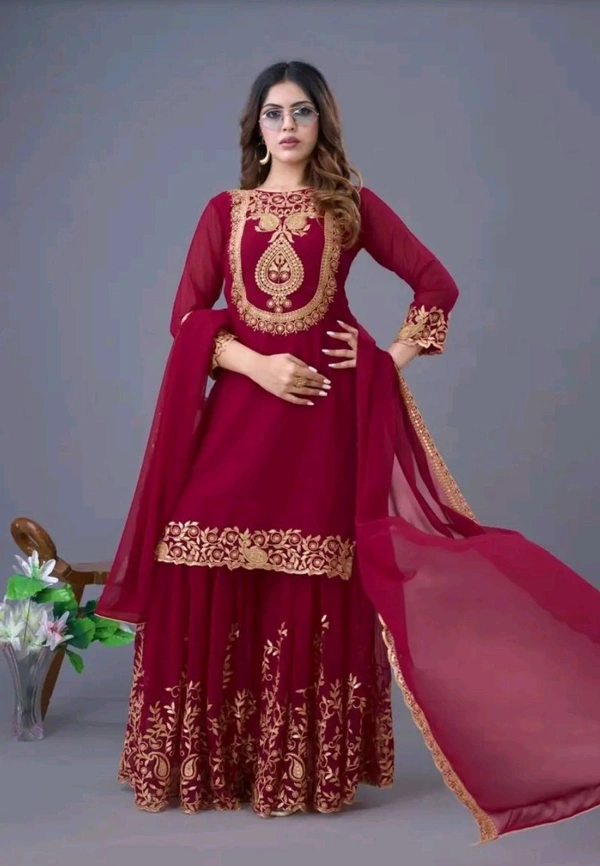 Amazing Yellow Color Faux Georgette With Embroidery Sequence Thread Work Salwar Suit
 - Siren, XXL