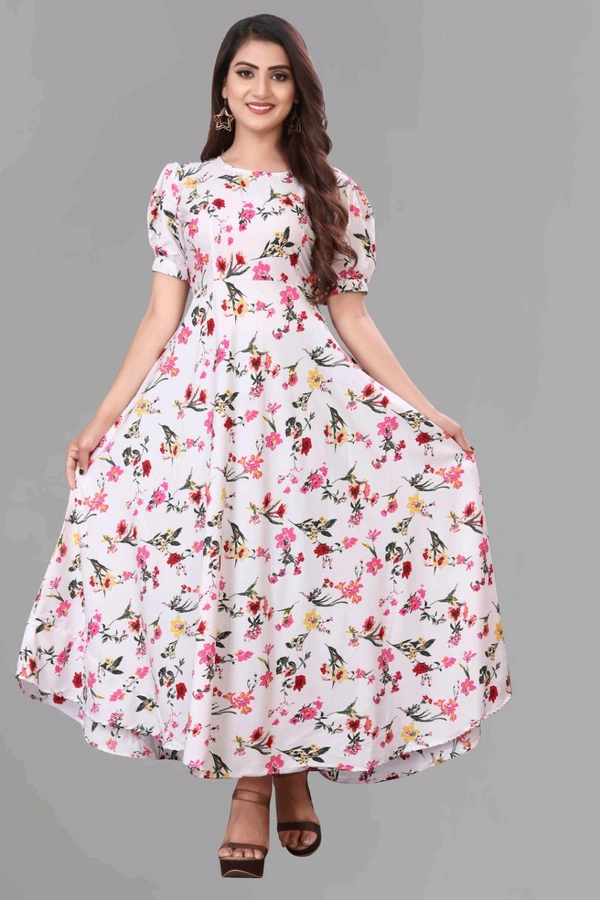 Women A-line Multicolor Maxi/Full Length Dress
 - Snuff, M