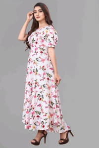 Women A-line Multicolor Maxi/Full Length Dress
 - Snuff, S