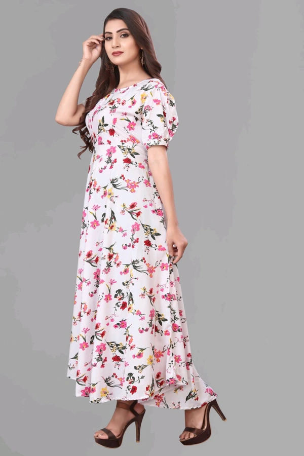 Women A-line Multicolor Maxi/Full Length Dress
 - Snuff, S