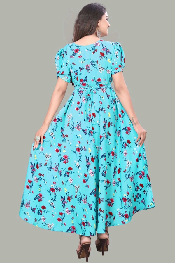 Women A-line Multicolor Maxi/Full Length Dress
 - Turquoise Blue, M