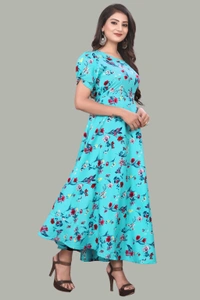 Women A-line Multicolor Maxi/Full Length Dress
 - Turquoise Blue, M