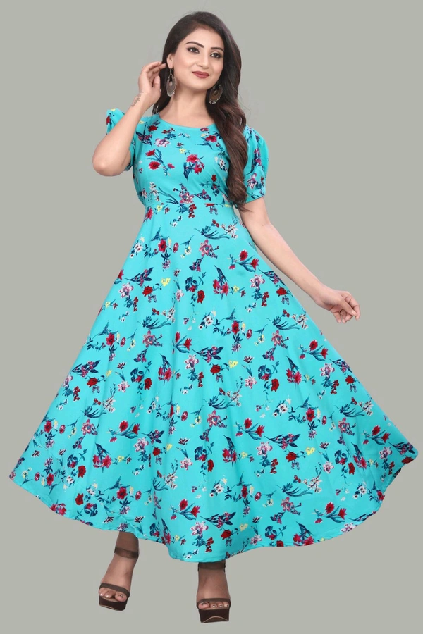 Women A-line Multicolor Maxi/Full Length Dress
 - Turquoise Blue, XXL