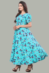 Women A-line Multicolor Maxi/Full Length Dress
 - Turquoise Blue, 3XL
