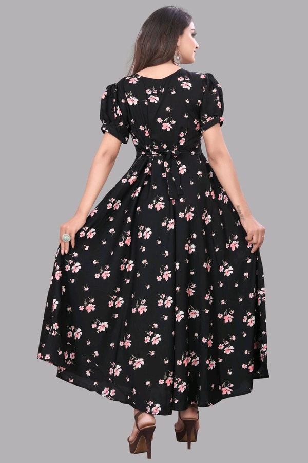 Women A-line Multicolor Maxi/Full Length Dress
 - Black, M