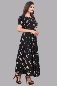 Women A-line Multicolor Maxi/Full Length Dress
 - Black, XXL