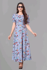 Women A-line Multicolor Maxi/Full Length Dress
 - Periwinkle Gray, S