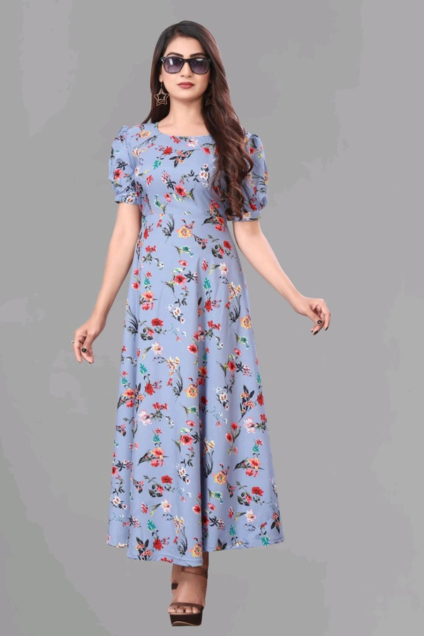 Women A-line Multicolor Maxi/Full Length Dress
 - Periwinkle Gray, S