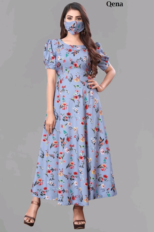 Women A-line Multicolor Maxi/Full Length Dress
 - Periwinkle Gray, 3XL